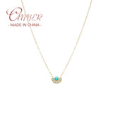 925 Silver Clavicle Chain Necklace Turquoise Zircon Fan Versatile Jewelry