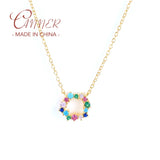 925 Silver Zircon Circle Pendant Necklace Wedding Jewelry Gift