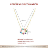 925 Silver Zircon Circle Pendant Necklace Wedding Jewelry Gift