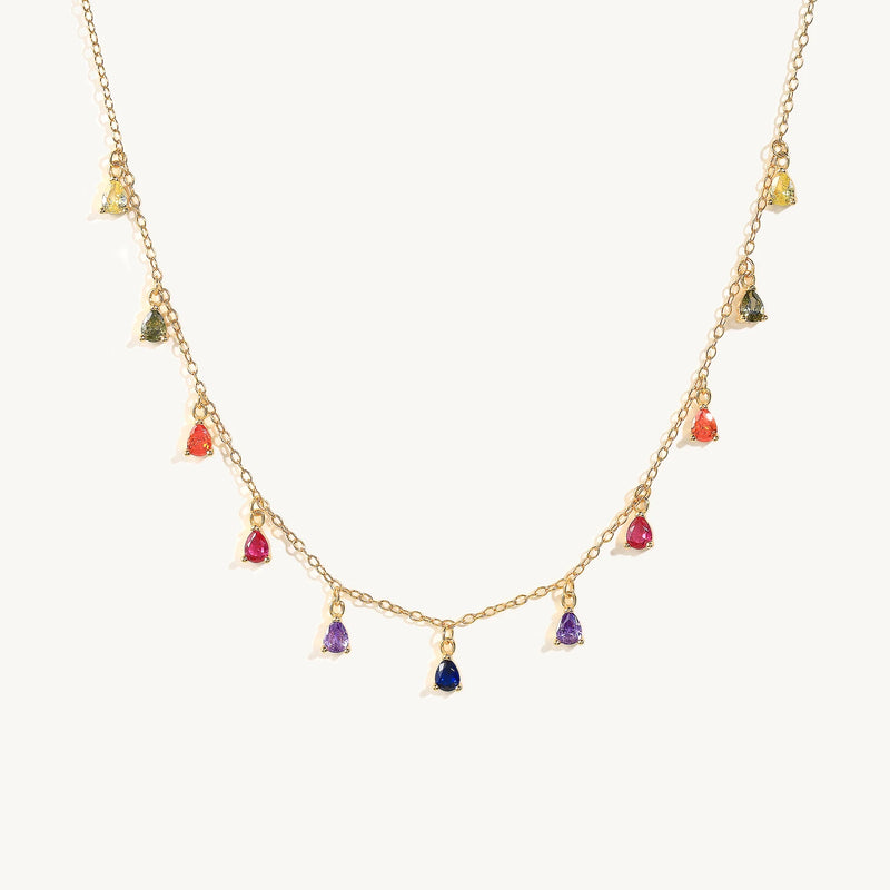 925 Silver Colorful Zircon Pendant Necklace for Women