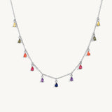 925 Silver Colorful Zircon Pendant Necklace for Women