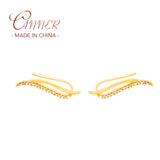 925 Silver Climber Earring Double Layer Zircon Ear Hook