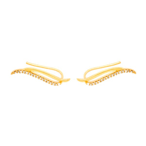 925 Silver Climber Earring Double Layer Zircon Ear Hook