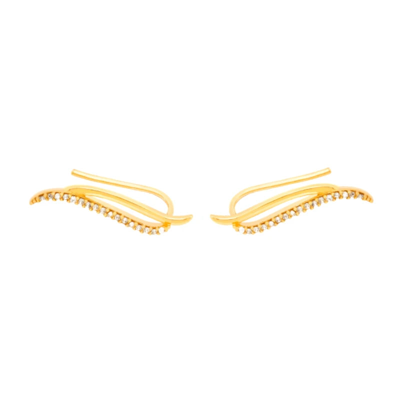 925 Silver Climber Earring Double Layer Zircon Ear Hook