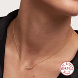 925 Silver Moonstone Pendant Choker Necklace Clear Crystal Wedding Jewelry
