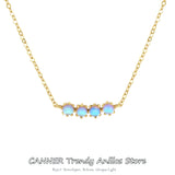 925 Silver Moonstone Pendant Choker Necklace Clear Crystal Wedding Jewelry