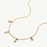 925 Silver Square Zircon Diamond Chain Necklace for Women