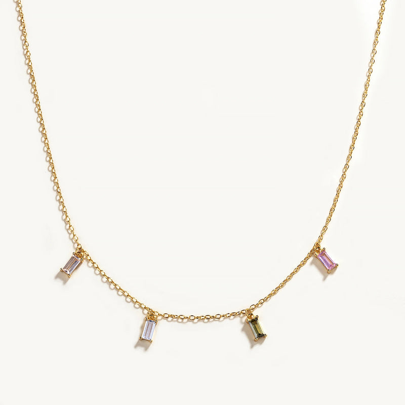 925 Silver Square Zircon Diamond Chain Necklace for Women