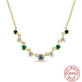 925 Silver Crystal Pendant Necklace for Women Zircon Choker Chain Jewelry