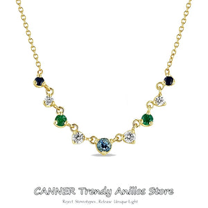 925 Silver Crystal Pendant Necklace for Women Zircon Choker Chain Jewelry