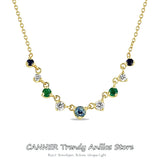 925 Silver Crystal Pendant Necklace for Women Zircon Choker Chain Jewelry