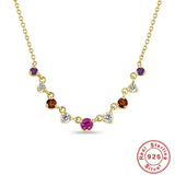 925 Silver Crystal Pendant Necklace for Women Zircon Choker Chain Jewelry