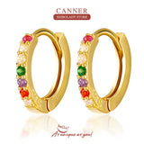 925 Silver Zircon Pendant Hoop Earrings Geometric Drop Earrings
