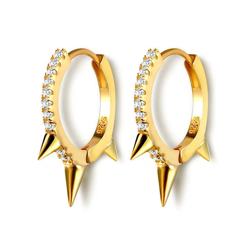 925 Silver Zircon Pendant Hoop Earrings Geometric Drop Earrings
