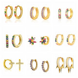 925 Silver Zircon Pendant Hoop Earrings Geometric Drop Earrings