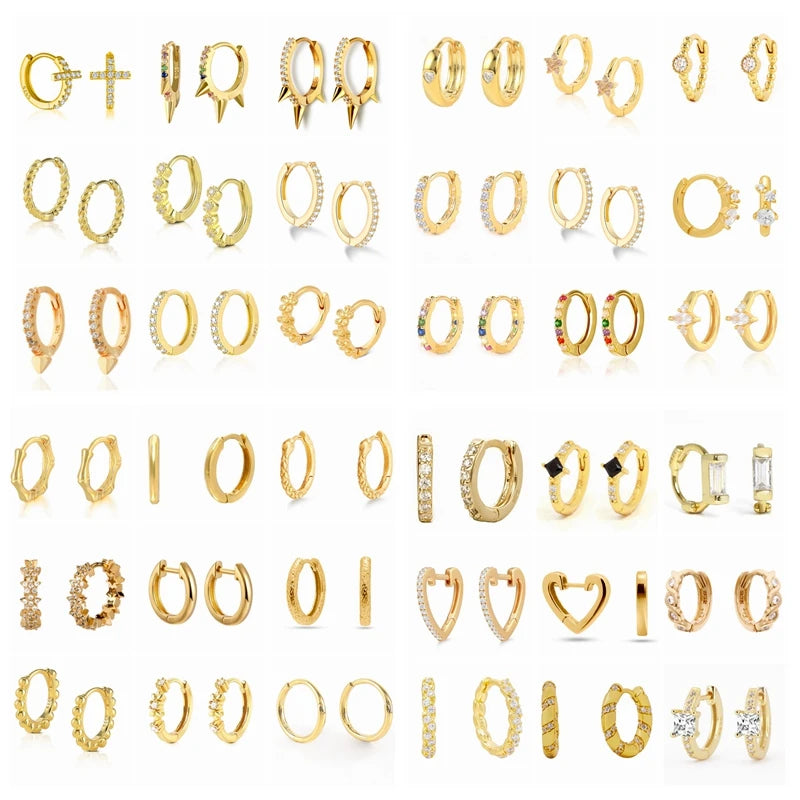 925 Silver Zircon Pendant Hoop Earrings Geometric Drop Earrings