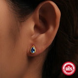 925 Silver Crystal Stud Earrings Heart Star Moon Piercing Jewelry