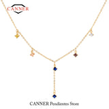 925 Silver Colorful CZ Chains Necklace Women Wedding Party Jewelry