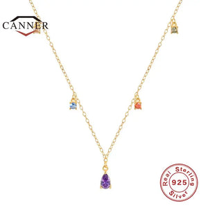 925 Silver Zircon Pendant Choker Necklace
