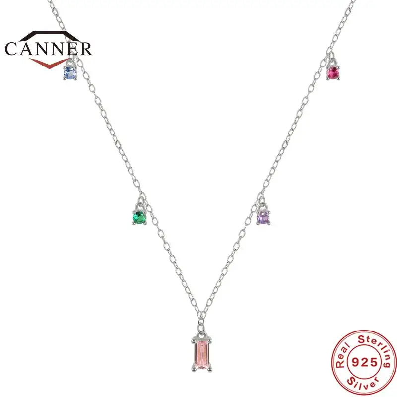 925 Silver Zircon Pendant Choker Necklace