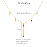 925 Silver Colorful Zircon Pendant Necklace For Women Ladies
