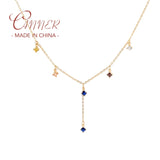 925 Silver Colorful Zircon Pendant Necklace For Women Ladies