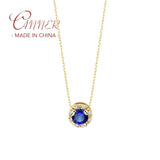 925 Silver Colorful Zircon Bead Pendant Necklace Women