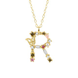 925 Silver Butterfly Initial Letter Pendant Choker Necklace