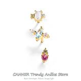 925 Silver CZ Diamond Stud Earring Geometric Ear Stud Set Gift
