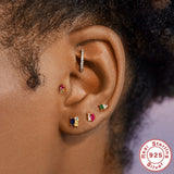 925 Silver CZ Diamond Stud Earring Geometric Ear Stud Set Gift