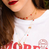 925 Sterling Silver Crab Lobster Pendant Necklace Red Heart Beads Chains