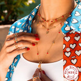 925 Sterling Silver Crab Lobster Pendant Necklace Red Heart Beads Chains
