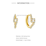 925 Silver CZ Lightning Hoop Earrings 18K Geometric Earrings Jewelry