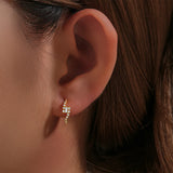 925 Silver CZ Lightning Hoop Earrings 18K Geometric Earrings Jewelry