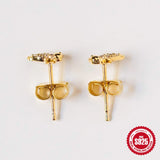 925 Silver CZ Bird Stud Earrings 18K Plated Vintage Jewelry