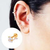 925 Silver CZ Small Cartilage Stud Earrings for Women Labret Lip