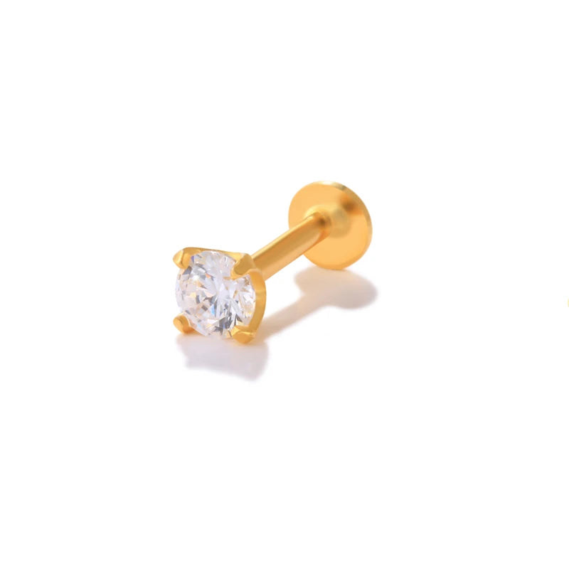 925 Silver CZ Small Cartilage Stud Earrings for Women Labret Lip