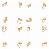 925 Silver CZ Small Cartilage Stud Earrings for Women Labret Lip