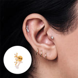 925 Silver CZ Small Cartilage Stud Earrings for Women Labret Lip