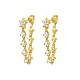 925 Silver CZ Long Tassel Chain Ear Stud Earrings Party Jewelry