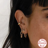 925 Silver Snake Chain Dangles Retro Stud Earrings