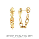 925 Silver Snake Chain Dangles Retro Stud Earrings