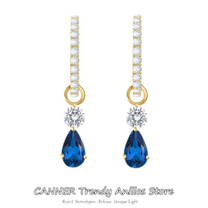 925 Silver CZ Drop Earrings Red Dangle Jewelry