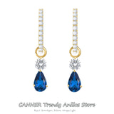 925 Silver CZ Drop Earrings Red Dangle Jewelry