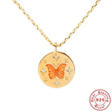925 Silver Butterfly Pendant Necklace for Women Delicate Jewelry Chain Choker