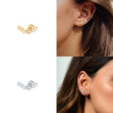 925 Silver Zircon Ear Bone Nail Mini Moon Star Piercing Stud Earrings