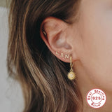 925 Silver Sunflower Dangle Earrings Zircon Wedding Jewelry