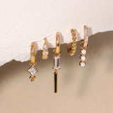 925 Silver Dangle Earrings Set - Colorful Zircon Piercings