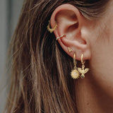 925 Silver Dangle Earrings Star Cross Leaf Huggie Earrings Women Jewelry