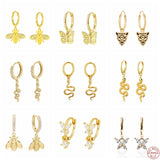 925 Silver Vintage Leopard Head Drop Earrings